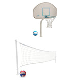 Dunn-Rite DMC100BR stainless Splash+Shoot Deck Combo pool basketball and volleyball set
