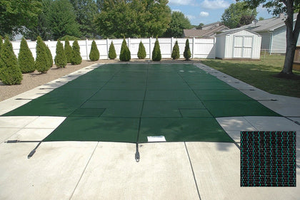 PoolTux King99 14 x 28 ft Mesh Safety Cover, Rectangle, Green, CSPTGMP14280