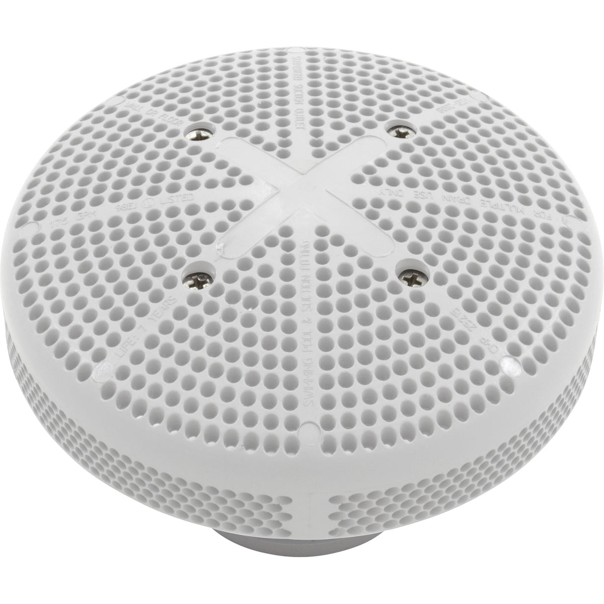 SuperPro 25215-000-000VGB white Hi-Flo suction fitting with 6 inch cover, wall fitting and nut