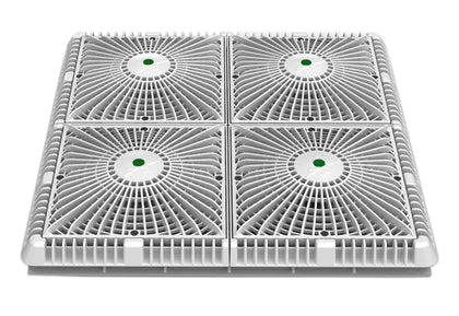 AquaStar 18 in. Square Mud Frame with Four 9 in. Star Suction Covers, White, P18101