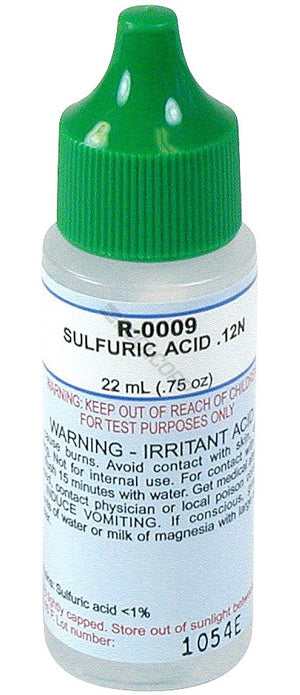 Taylor R-0009-A sulfuric acid .12N total alkalinity reagent in a .75 oz dropper bottle