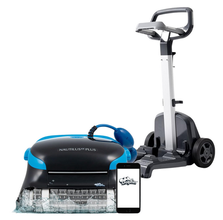 Maytronics Dolphin Nautilus CC Plus WiFi robotic pool cleaner with Pro Caddy