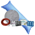 15'x26' oval solid winter cover bundle with chemical closing kit and air pillow