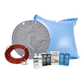 PoolTux King 21' round solid winter cover bundle: the winter cover, cable and winch, 15k chemical closing kit and 4' x 4' air pillow