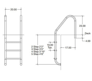 S.R. Smith RLF-24S-3B Elite 3 step residential pool ladder with stainless steel treads