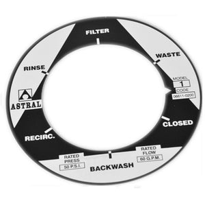 Astral replacement lid label for 1-1/2 inch multiport valve