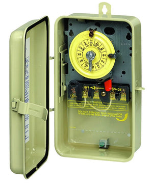 Intermatic T104R3 24 hour DPST mechanical time switch in Type 3R metal enclosure
