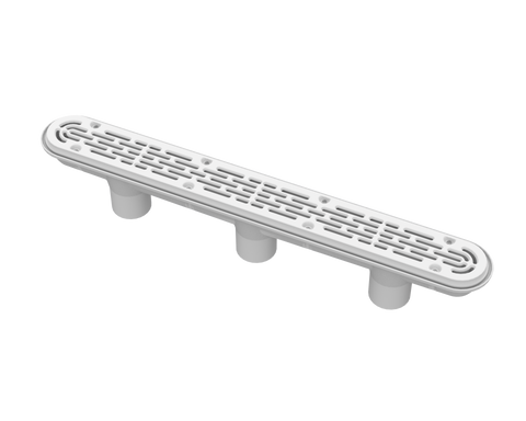AquaStar 32CDFL101 32 inch white channel drain with three port sump and flat grate cover