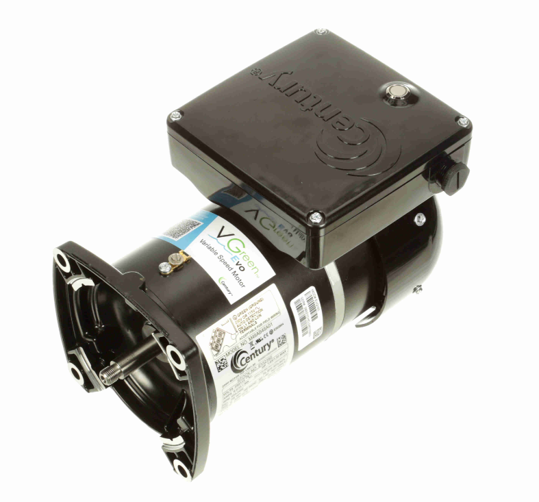 Century VGreen Evo EVQ165 variable speed square flange motor, side view