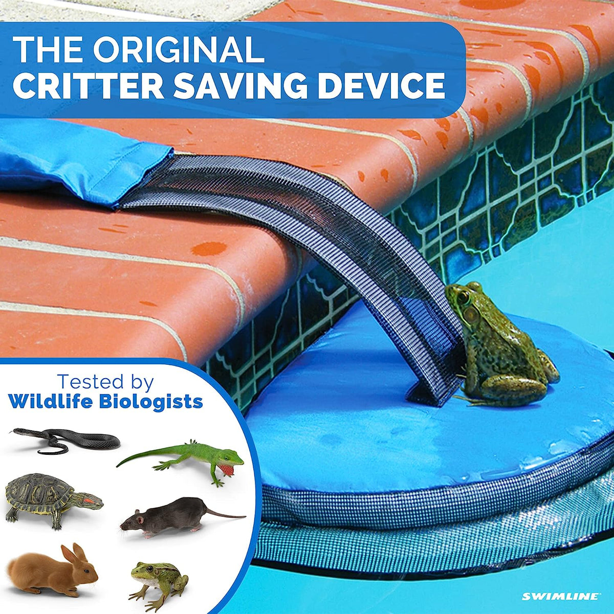 Swimline FrogLog 70200 animal saving escape ramp floating in a pool