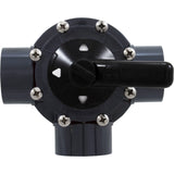Hayward PSV3SDGR 3-way diverter valve, front view with handle