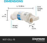 Hayward T-15 salt cell showing the 15 ft cord