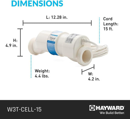 Hayward T-15 salt cell showing the 15 ft cord
