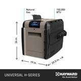 Hayward Universal H-Series W3H150FDN pool heater, dimensions