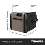 Hayward Universal H-Series W3H250FDN pool heater, dimensions