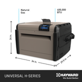 Hayward Universal H-Series W3H400FDN pool heater, dimensions