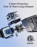5 years protection, over 10 years long lifespan: an exploded view of the iGarden P Series pump, ETL listed by Intertek