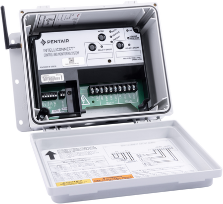 Pentair IntelliConnect EC-523317 with the enclosure open and antenna fitted