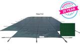PoolTux King99 20 x 44 ft Mesh Safety Cover with Center Step, Green, 20 Year Warranty, CSPTGMP20441