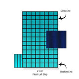 PoolTux King99 16 x 36 ft Mesh Safety Cover with Left Step, Blue, 20 Year Warranty, CSPTBMP16362