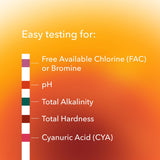 Leisure Time bromine test strips bottle and strip detail, secondary product photo