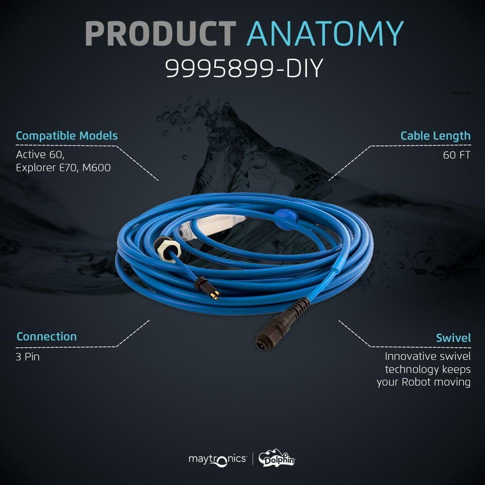 Maytronics 9995899-DIY blue communication cable with swivel