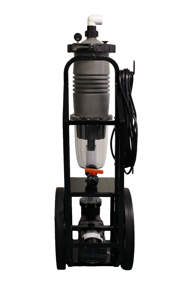 Waterco Ultra-Vac portable vacuum cart, side view