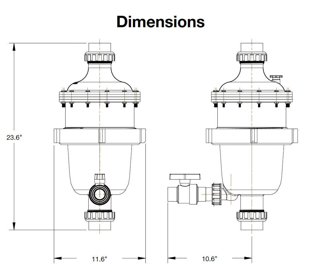 Waterco MultiCyclone 16 dimension drawing