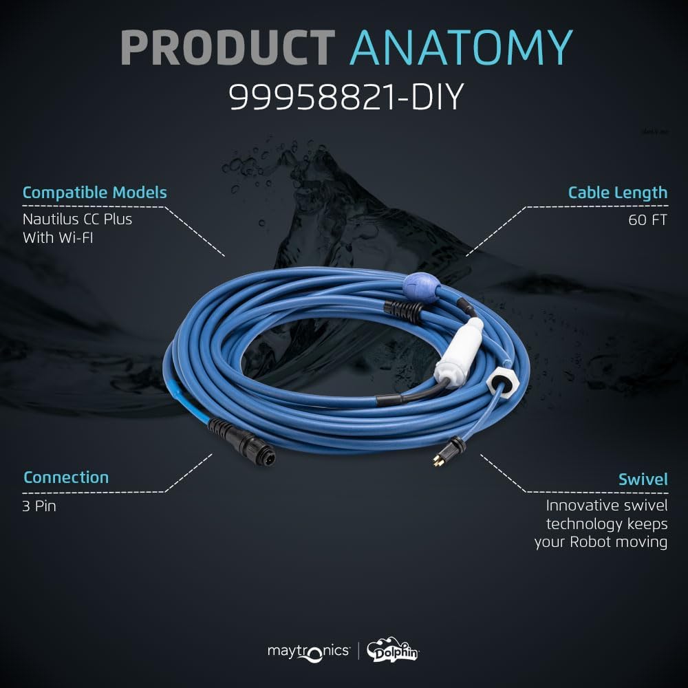 Maytronics 99958821-DIY 60 ft swivel cable for Dolphin Nautilus CC Plus with Wi-Fi