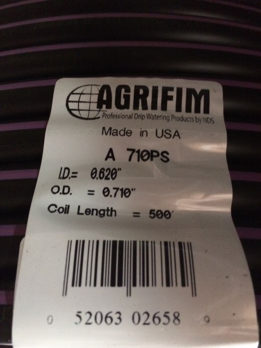 NDS Agrifim .5" Purple Stripe Tube .620, 500'