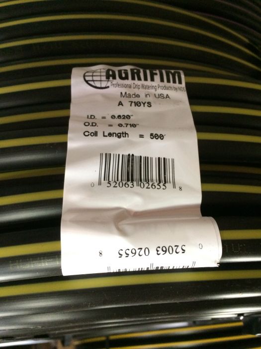 NDS Agrifim .5" Yellow Stripe Tube .620, 500'