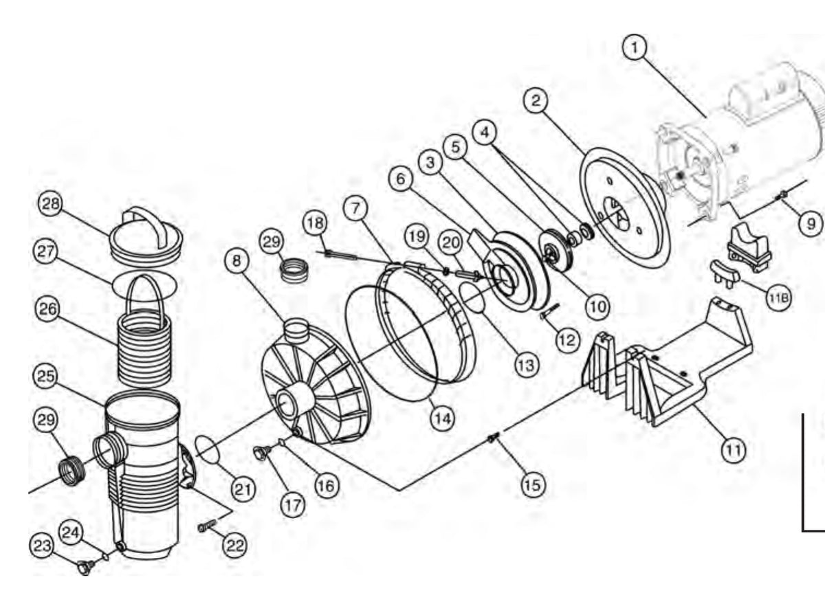 Pentair Challenger Pump exploded parts diagram with numbered keys