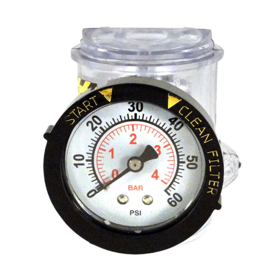 Pentair 273564Z manual air relief assembly, side view showing the gauge and valve