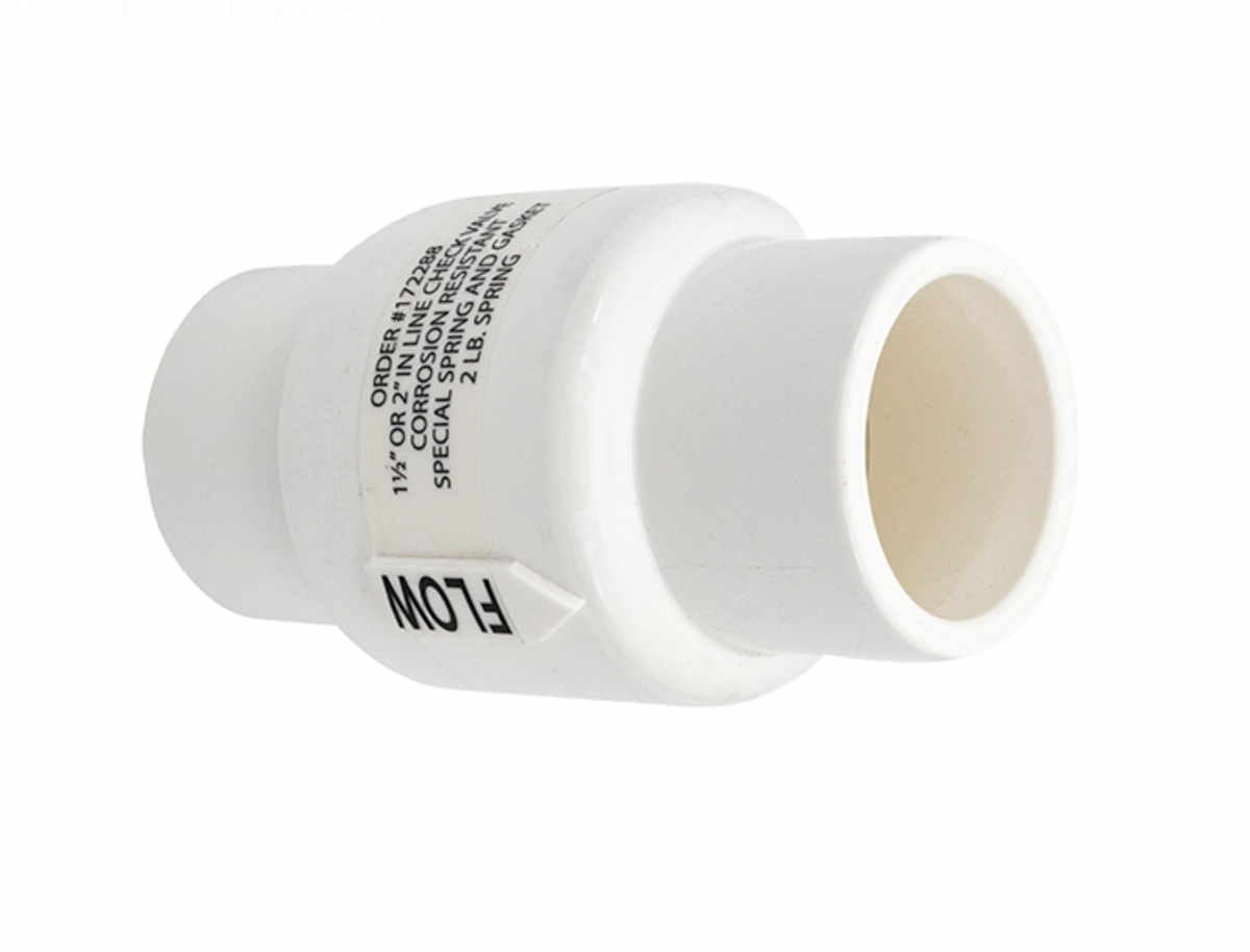 Pentair R172288 check valve showing the 1-1/2 in. slip end