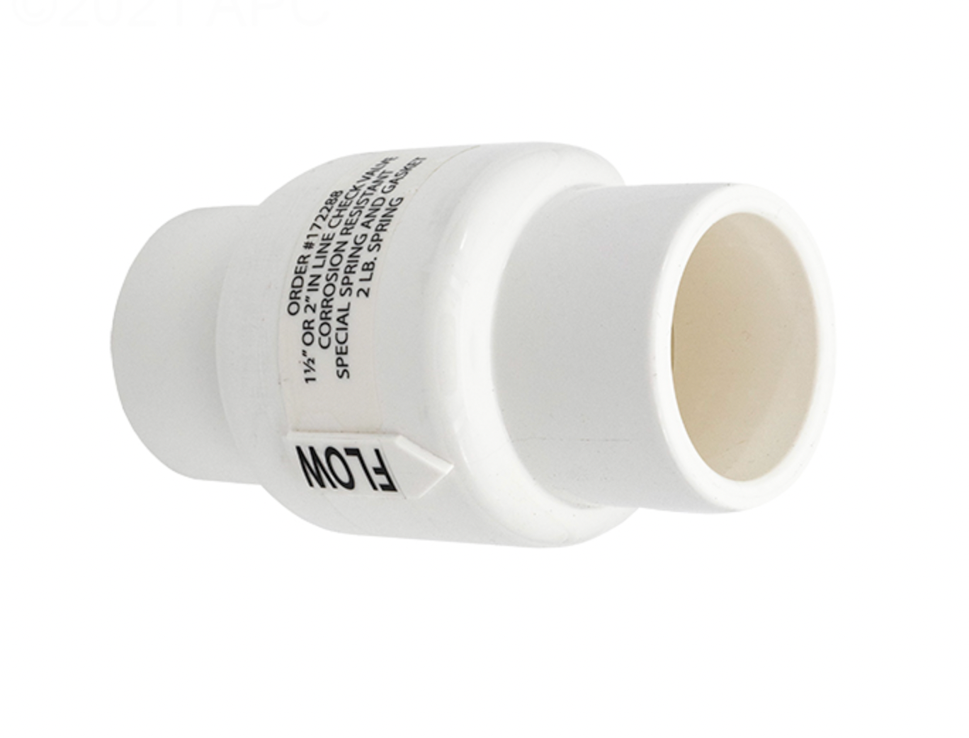 Pentair R172288 check valve showing the 1-1/2 in. slip end