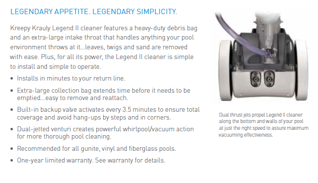 Pentair Letro Legend II LX5000G pressure side pool cleaner