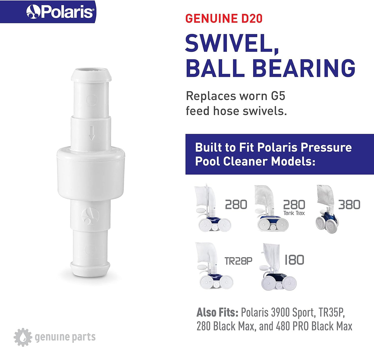 Polaris D20 hose swivel, side view