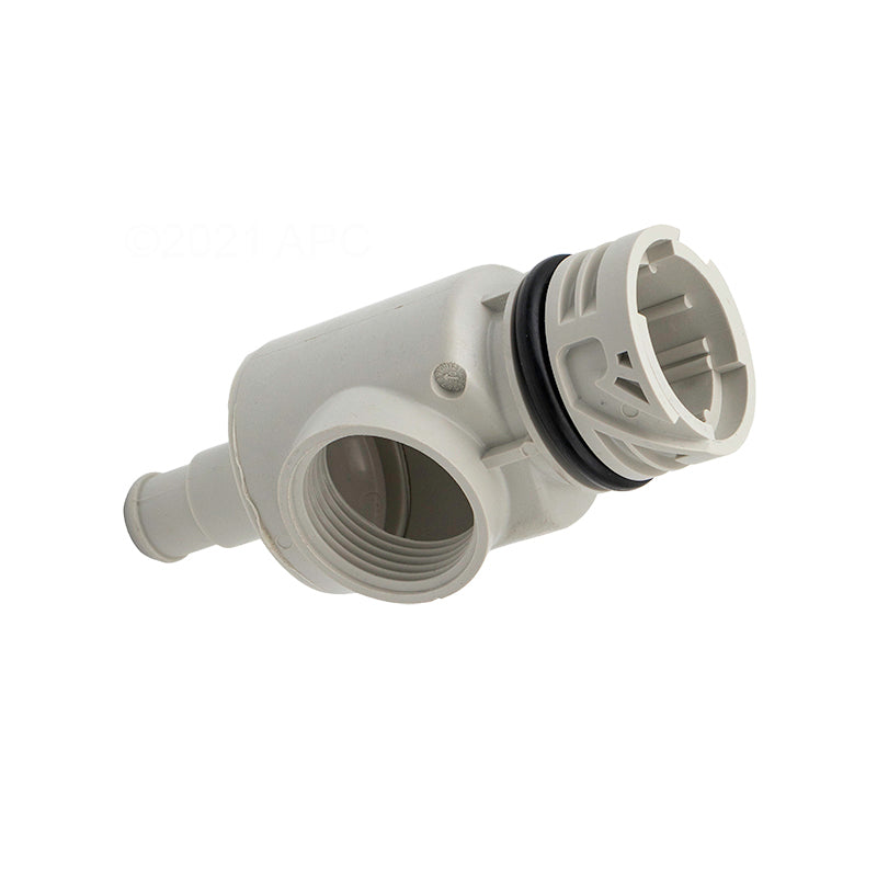 Polaris D29 universal wall fitting quick disconnect, white, installed view