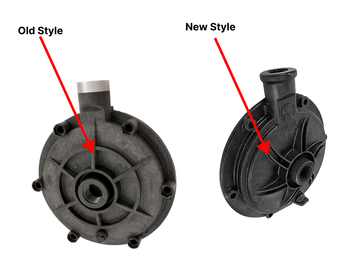 Polaris PB4-60 housing cover showing the curved ridges of the new style pump