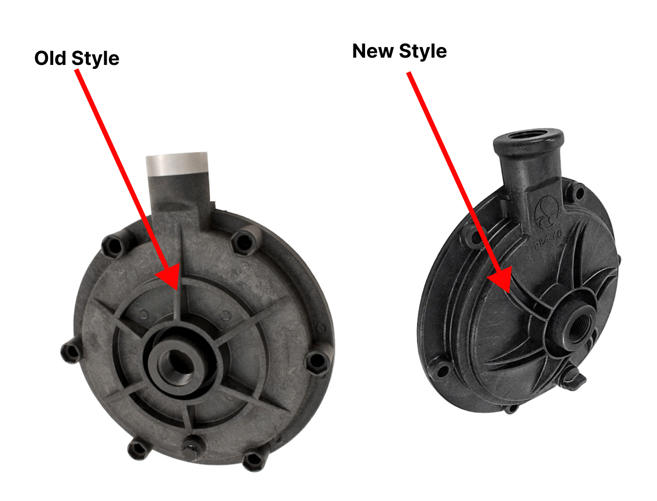 Polaris PB4-60 booster pump housing cover, showing the ridge pattern used to tell old style from new style
