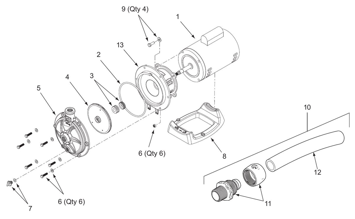 Polaris PB4-60 Booster Pump exploded parts diagram with numbered keys