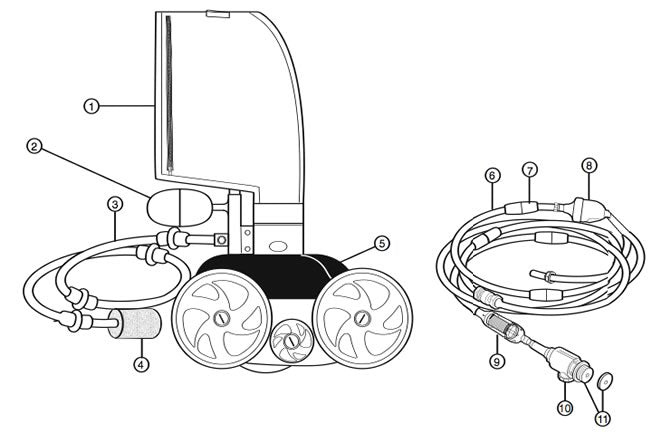 Polaris 280 complete cleaner, what is included: head, hose, back-up valve, wall fitting and bag