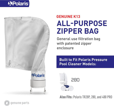 Polaris K13 bag bottom opening with dog-ear clips