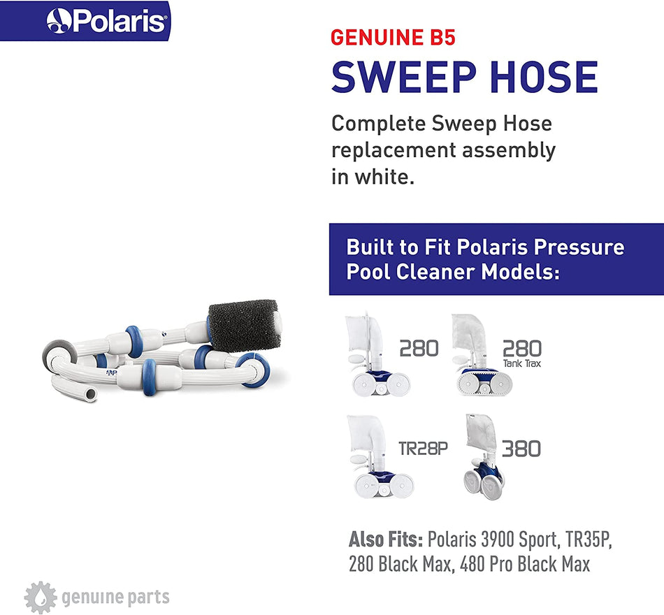 Polaris B5 sweep hose complete with wear rings, clamp and scrubber