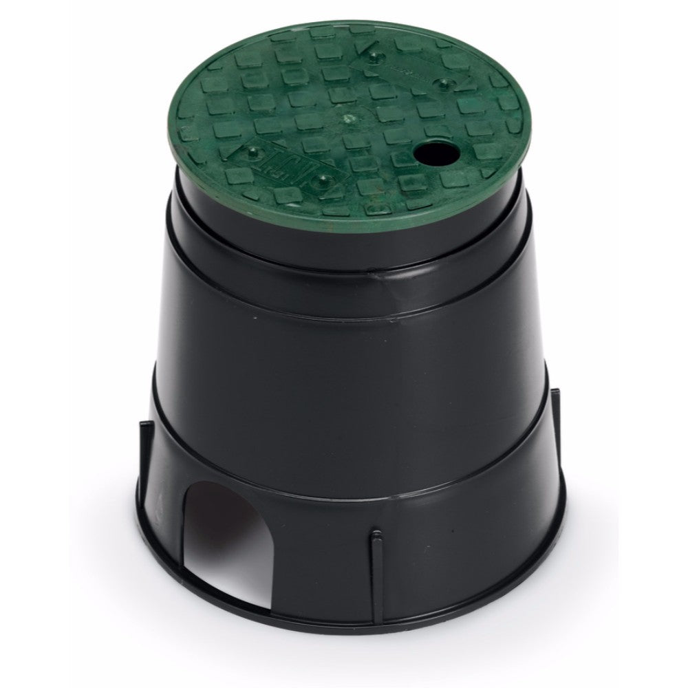 Rain Bird PVB6RND - 6 in. Round PVB Valve Box - Black Body & Overlapping Green Lid