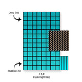 PoolTux King99 16 x 32 ft Mesh Safety Cover with Right Step, Tan, 20 Year Warranty, CSPTTMP16323