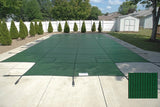 PoolTux King99 16 x 36 ft Mesh Safety Cover with Left Step, Green, 20 Year Warranty, CSPTGMP16362