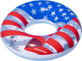 Swimline 90199 Americana glitter inflatable pool ring with red white and blue glitter