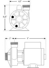 Waterway Iron Might circulation pump dimension drawing