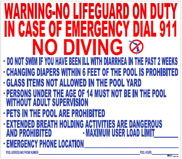 National Stock Sign Co. TX4148 41 in. x 47 in. plastic Texas pool rules sign